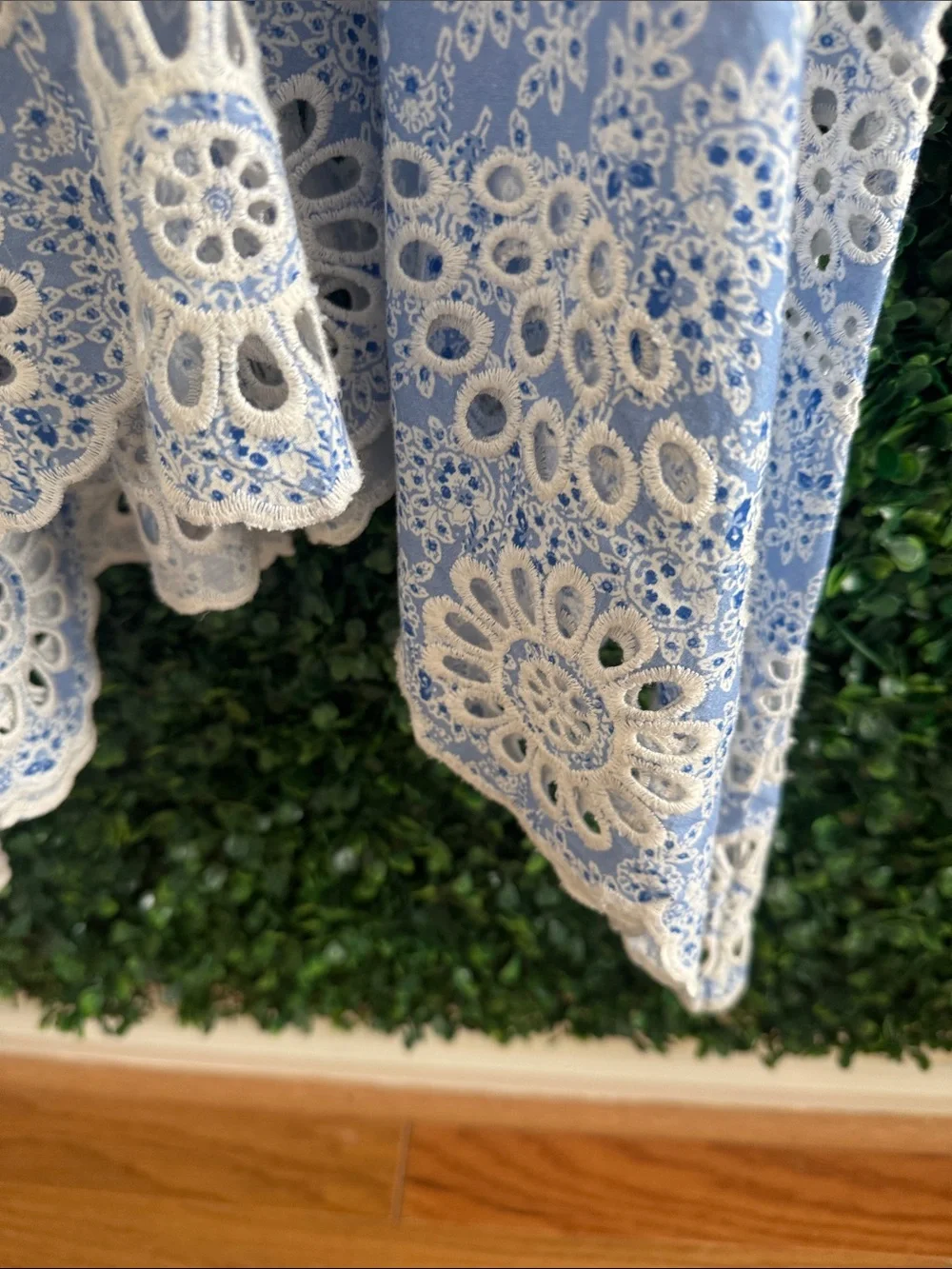 Karina Grimaldi IRMA EYELET MIDI DRESS EUC SMALL LIKE 🆕 LIGHT BLUE RETAL $325